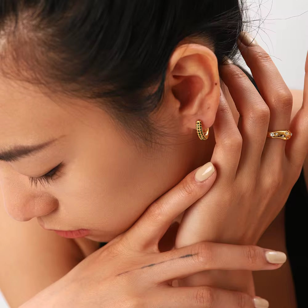 Liora Emerald Glow Hoops