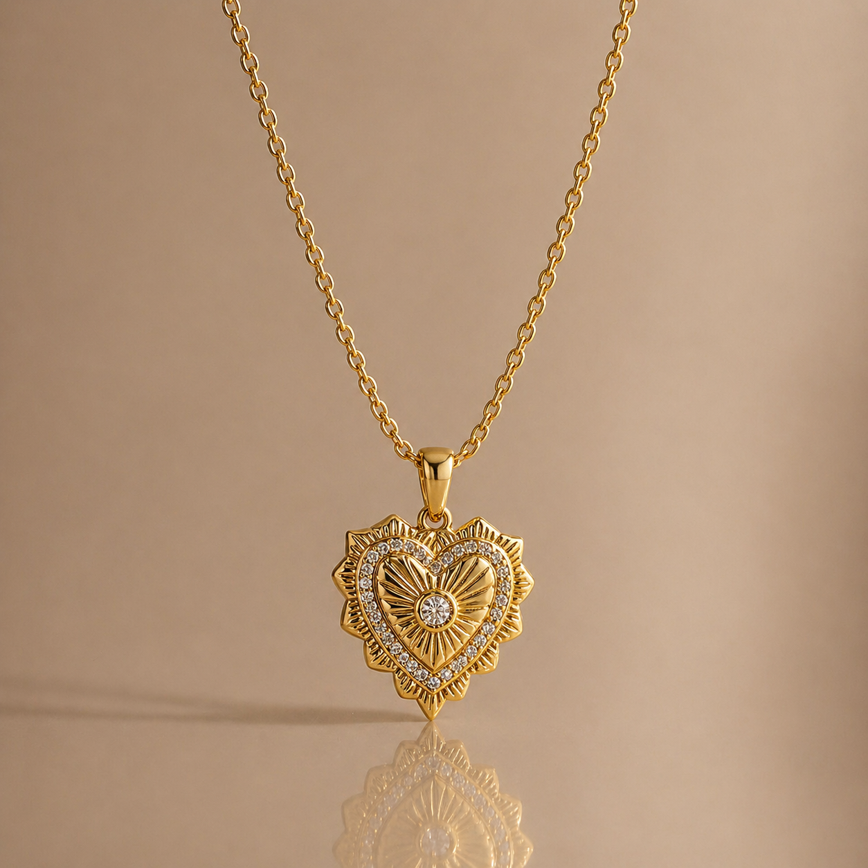 Liora Heart Vintage Necklace –Guld
